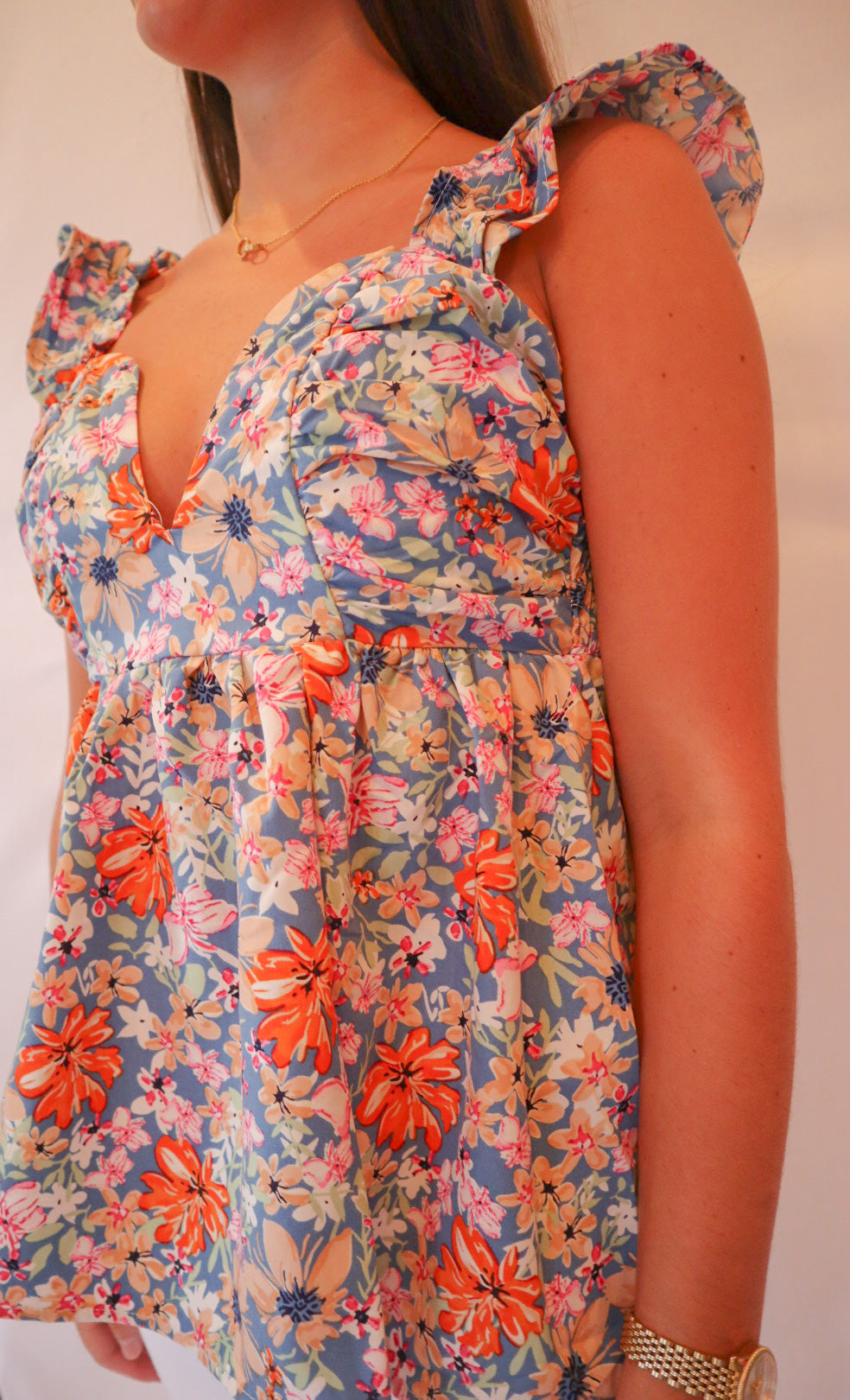 Patterned V-neck Blouse
